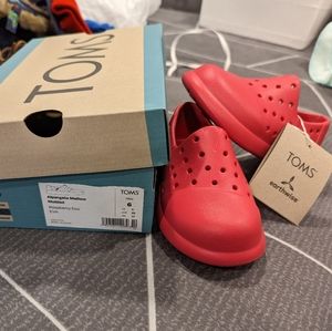3/$25 Brand new in box NWT Toms slip on baby shoes raspberry red pink waterproof